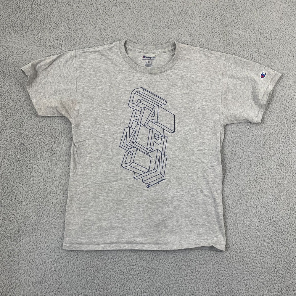 Champion Shirt Men M Gray Sportswear Short Sleeve